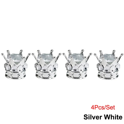 Rhinestone Chrome Crown Tire Valve Stem Caps for Cars, Bikes & Motorcycles