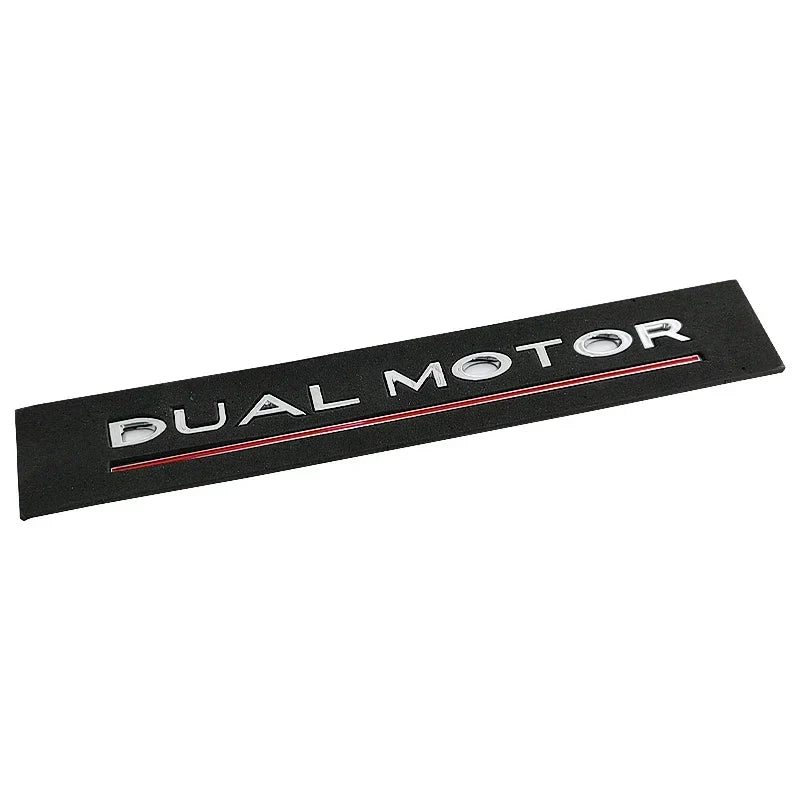 3D ABS DUAL MOTOR Chrome Red Line Emblem Badge for Tesla | Trunk & Body Styling Sticker