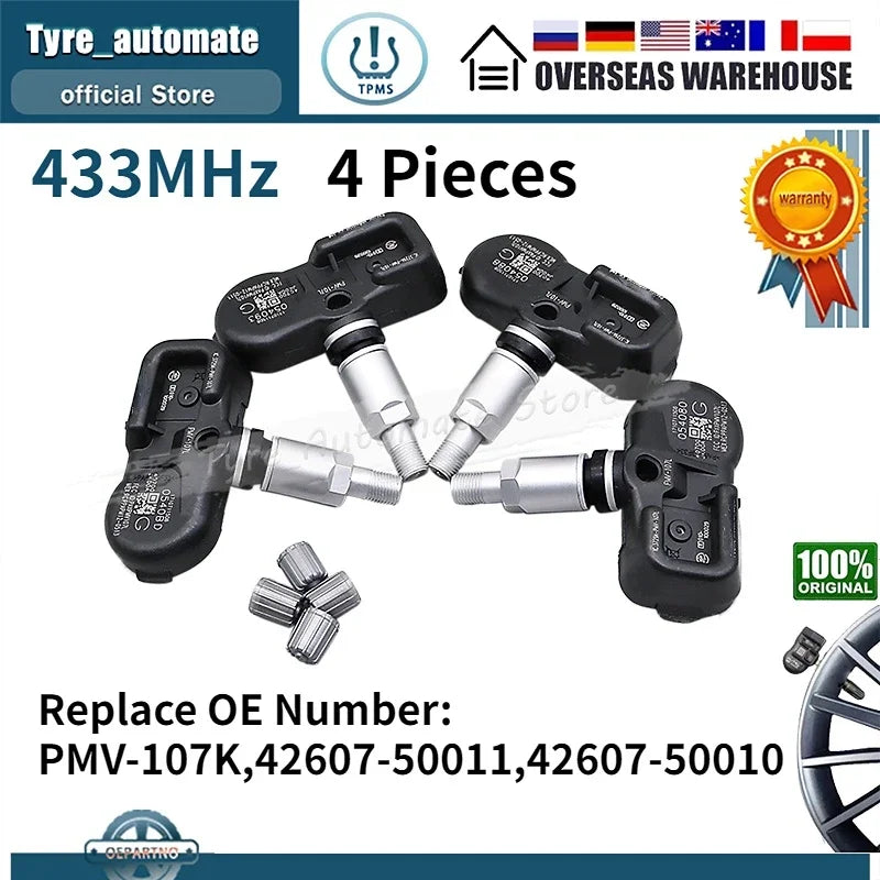 TPMS Tire Pressure Sensors Set of 4 for Lexus GS ES LS | 42607-50010 42607-50011