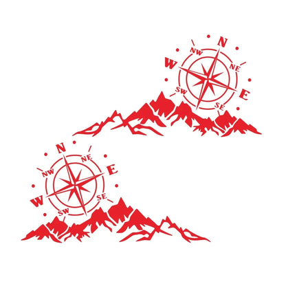 Mountain Adventurers Compass Graphic Decal | 2-Piece Vinyl Sticker for RV, Camper, Truck & Car