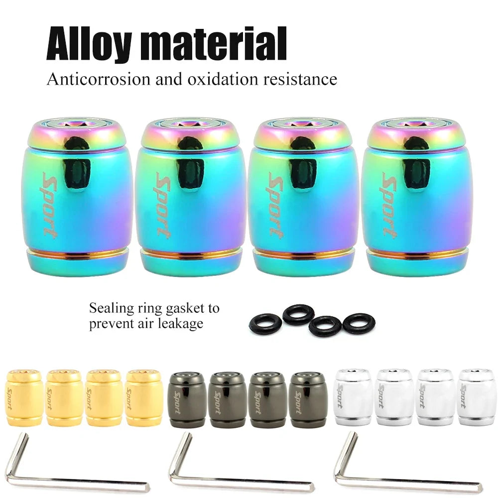 Anti Theft Tire Valve Caps with Rubber Seal | Universal Stem Covers for Car SUV Bike Truck Motorcycle
