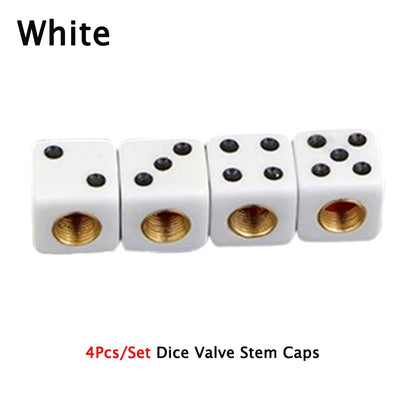 DSYCAR 4Pcs Gold Dice Tire Valve Caps | Dustproof Plastic Wheel Stem Caps for Auto Truck Bike