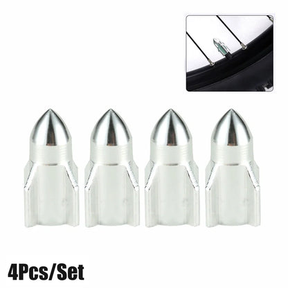 Aluminum Rocket Tire Valve Caps Set of 4 | Car and Motorcycle Alloy Valve Stem Covers