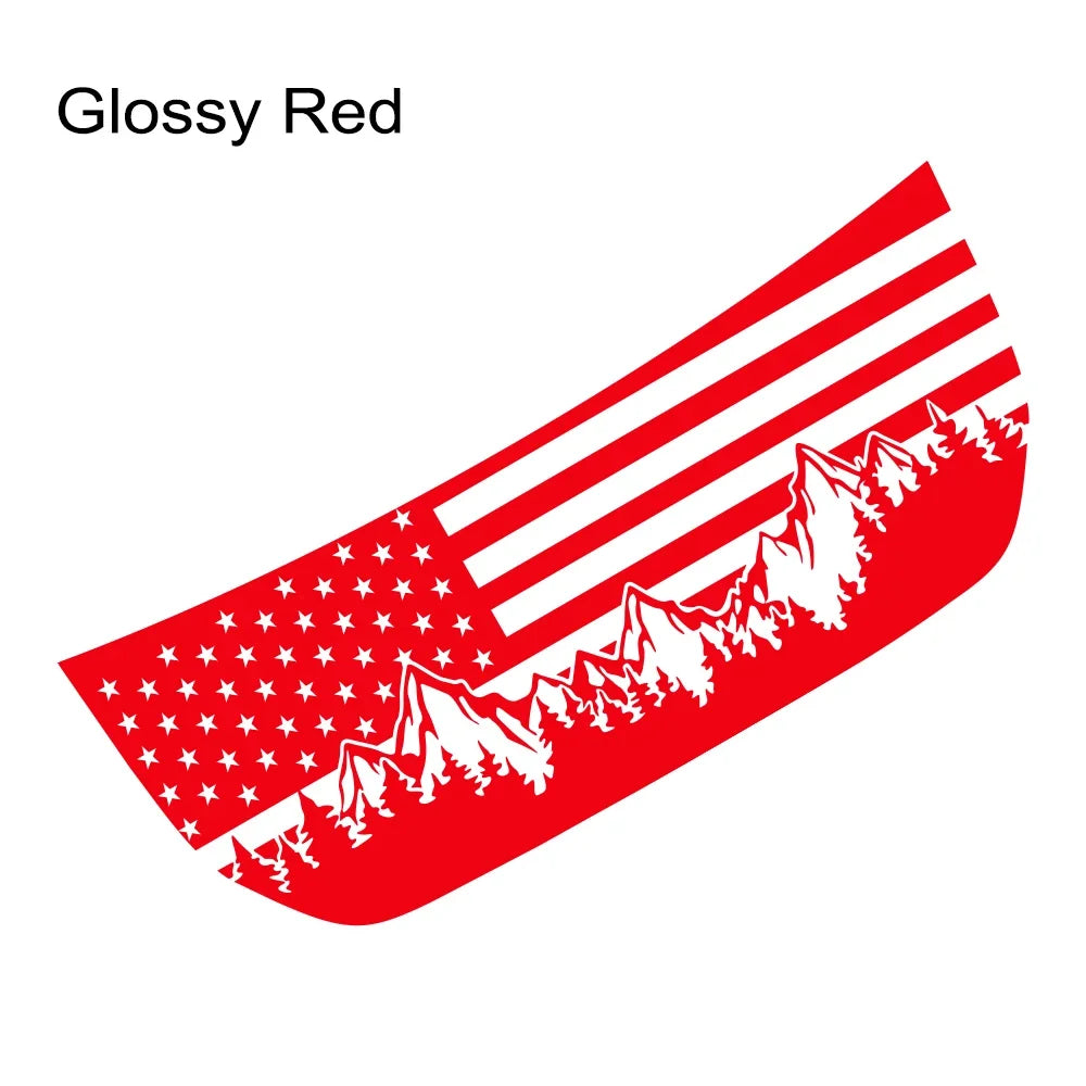USA Flag Mountain & Tree Hood Bonnet Decal for Ford Bronco | Styling Vinyl Sticker
