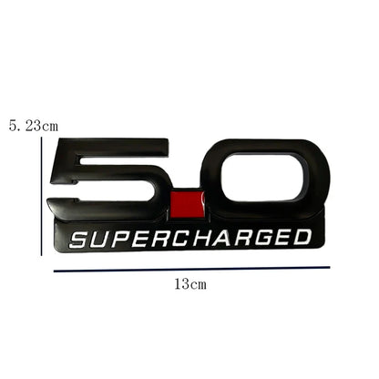 3D Metal 5.0 Supercharged Fender & Trunk Badge | Ford Mustang Styling Emblem