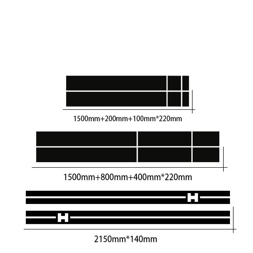 Full-Coverage Racing Stripe Kit | Door Side, Hood, Rear, Waistline & Skirt Vinyl Decal