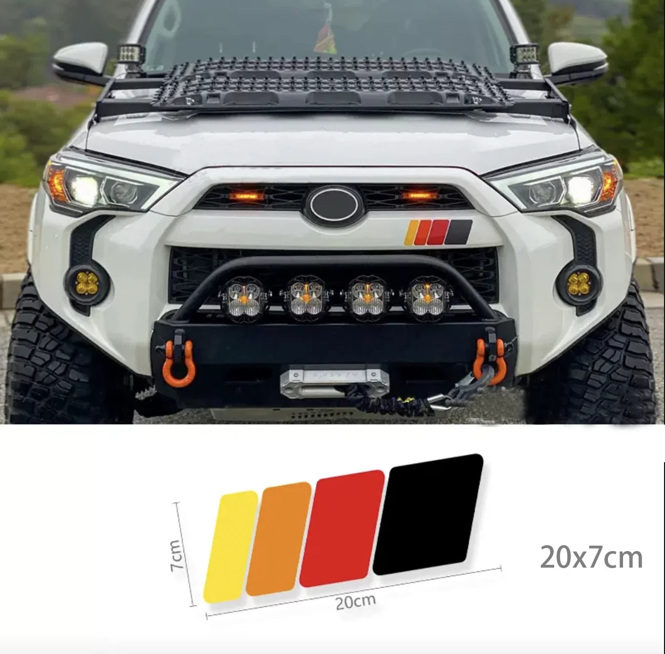 Retro Tri-Color Sunset Stripe Decal for Toyota 4Runner (2009–2024) | Fender, Hood, Trunk & Grille Vinyl