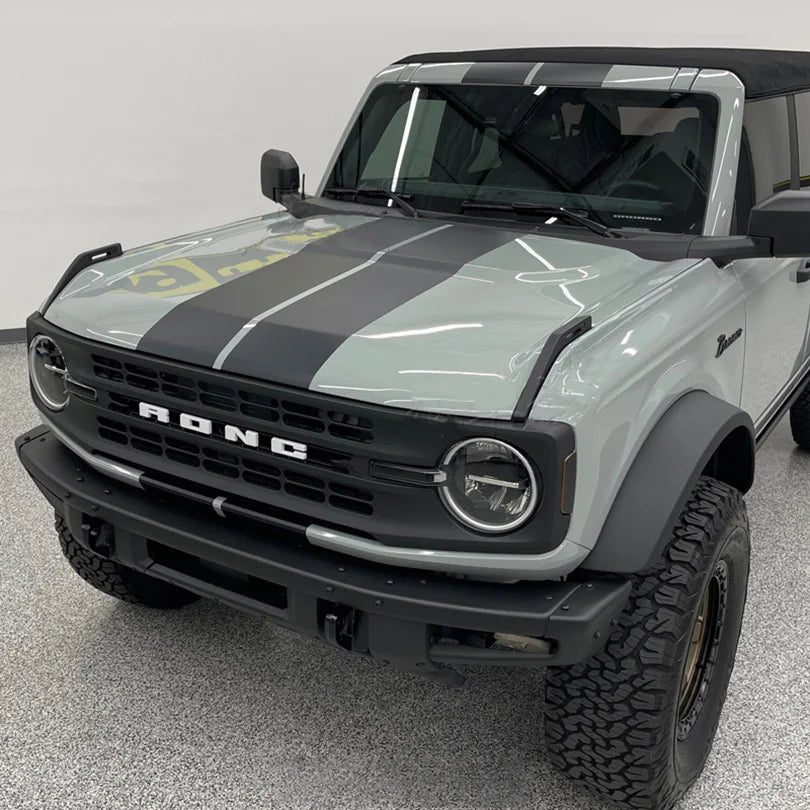 Matte Black Double Stripe Hood Scoop Decal for Ford Bronco (2021–2023) | Personalized Vinyl Overlay