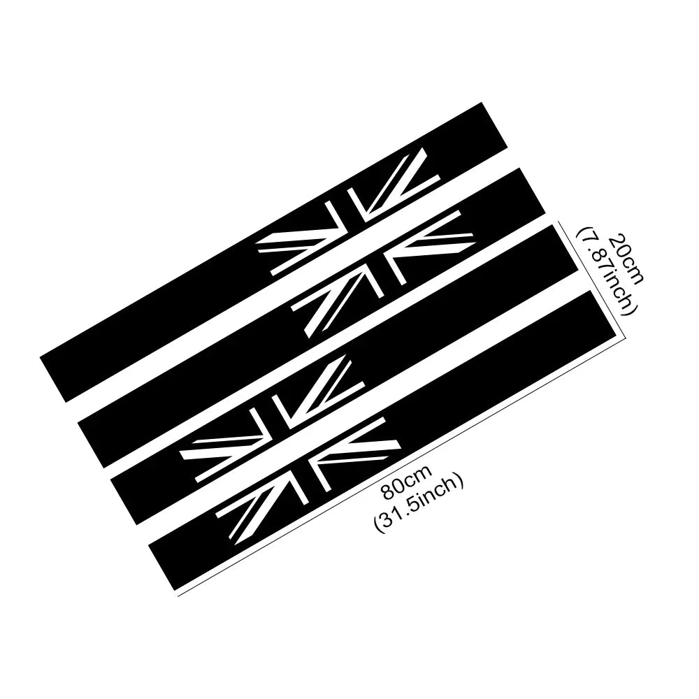 Union Jack Door Side Stripe Decal for Mini Cooper S (R55, R56, F55, F54, F60, R57, R59) | England Flag Vinyl