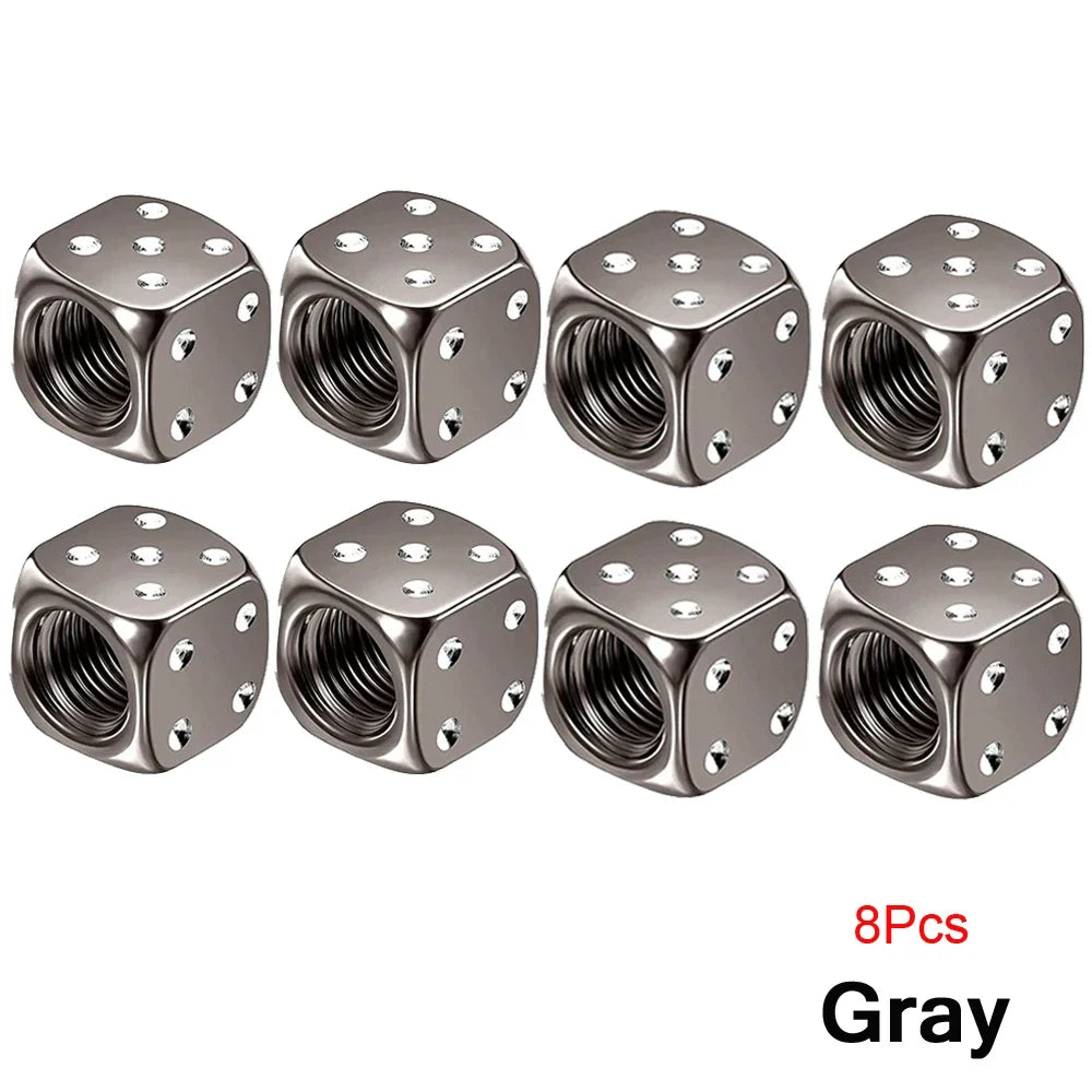 AUTCOAT Aluminum Tire Valve Caps | Dice Wheel Stem Dust Cover for Car Truck Motorcycle Bike