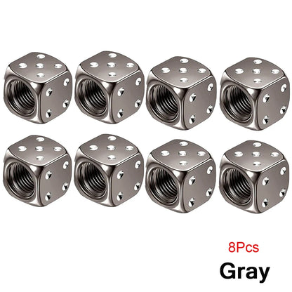 AUTCOAT Aluminum Tire Valve Caps | Dice Wheel Stem Dust Cover for Car Truck Motorcycle Bike