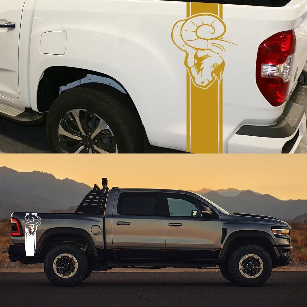 Dodge RAM Bed Side Graphic Kit – Pickup Truck Vinyl Decal Set (2 Pcs) | 1500, 2500, 3500, Rebel, TRX | 12 Finishes