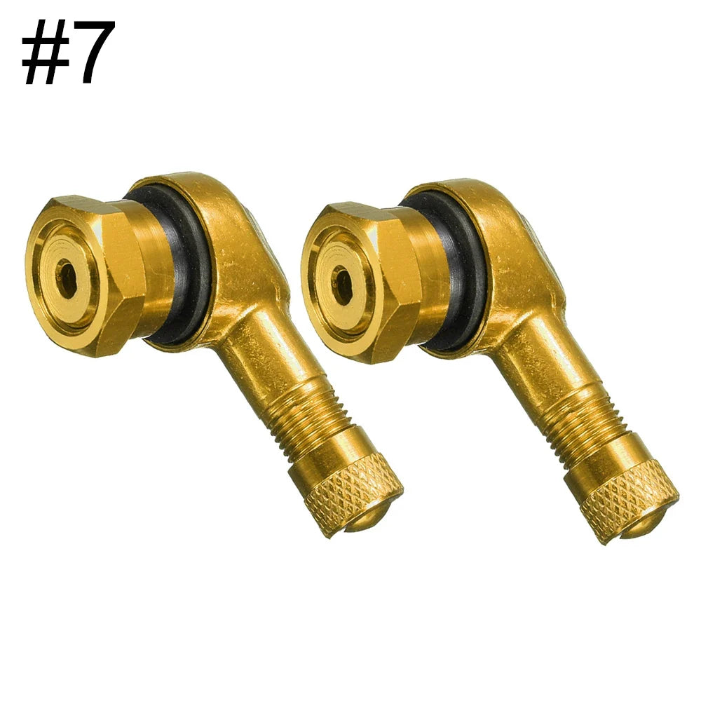 90 Degree CNC Motorcycle Tire Valve Stems | Leak-proof 2-Piece Set for Bikes and Scooters