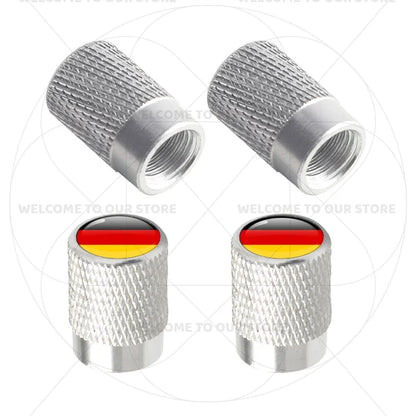 4Pcs Aluminum Tire Valve Caps with Germany France Italy Flag Emblems