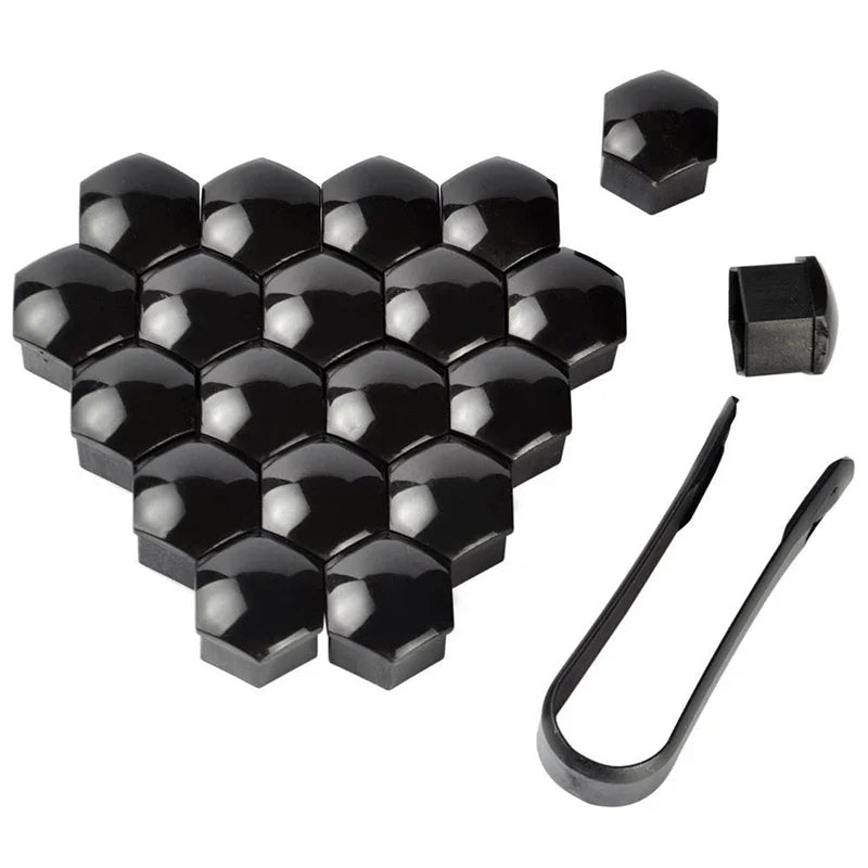20Pcs Universal Black Car Wheel Hub Nut Protective Caps | ABS Rust Proof Waterproof Tire Nut Covers