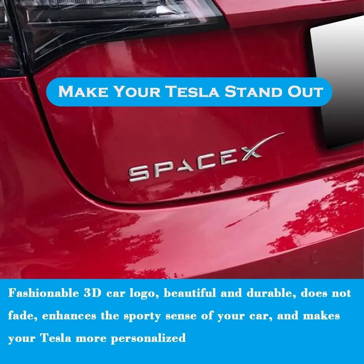 3D ABS SPACEX Letter Emblem Badge for Tesla Rear Tailgate / Trunk | Car Sticker
