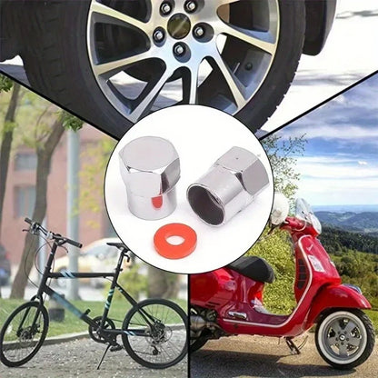 Chrome Tire Valve Caps with O-Ring, 40 Pcs
