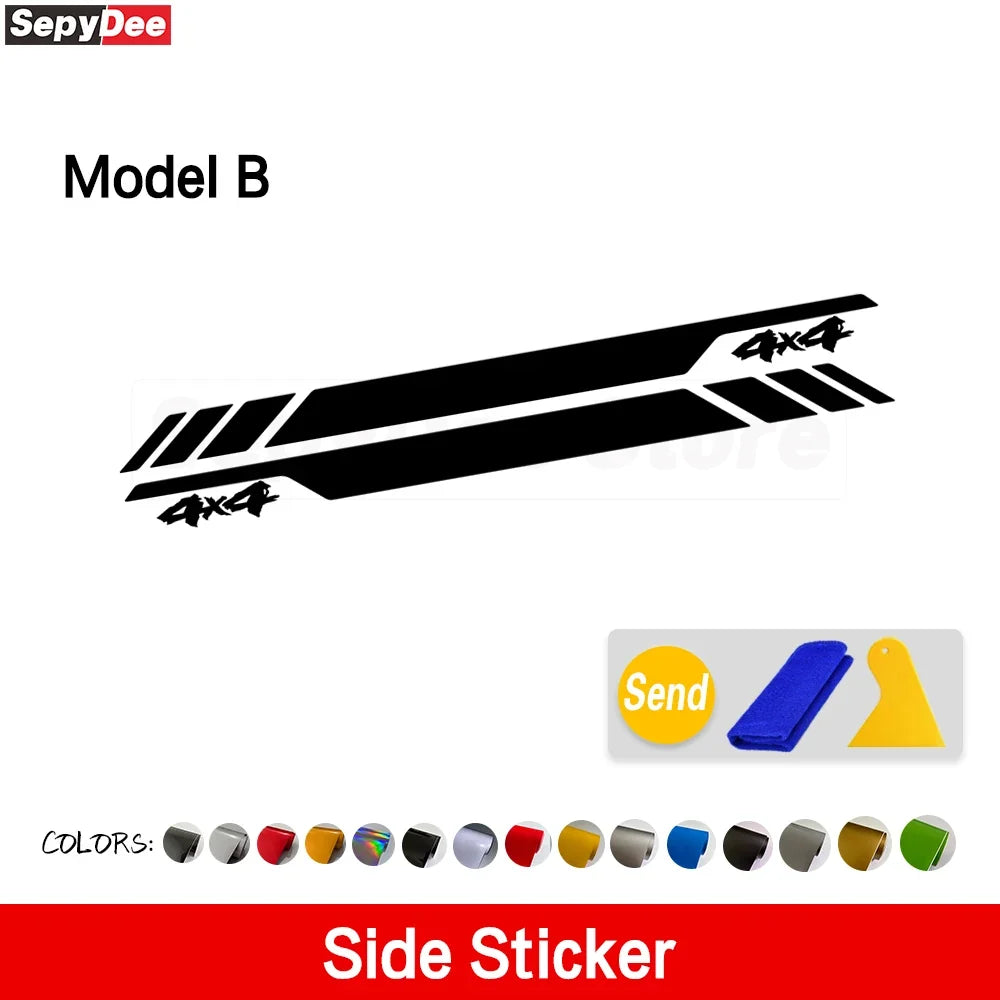 4x4 Hood & Door Side Stripe Decal Kit for Ford Bronco Sport | Full Body Vinyl Tuning Graphics
