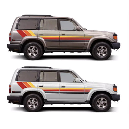 Tri-Color Waistline Stripe Decal for Toyota Land Cruiser 80 LC80 (1994–1997) | Blackout Vinyl Graphics