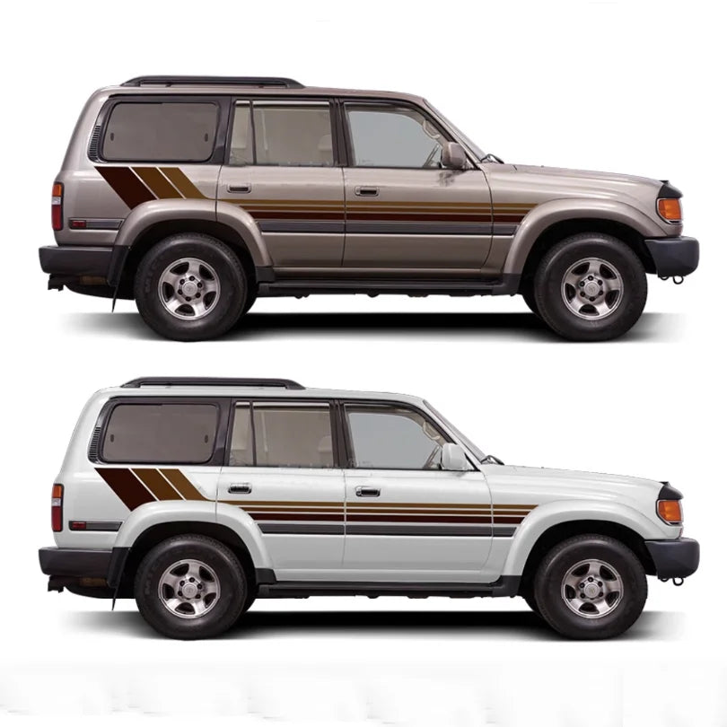 Tri-Color Waistline Stripe Decal for Toyota Land Cruiser 80 LC80 (1994–1997) | Blackout Vinyl Graphics