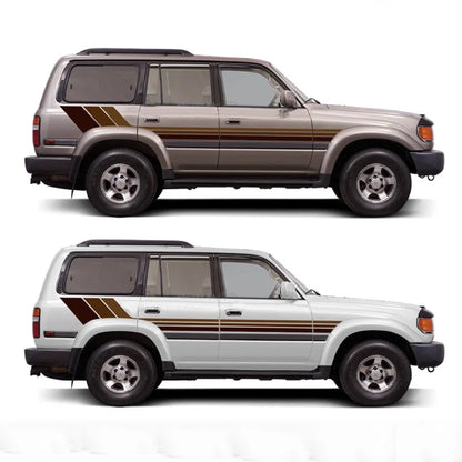Tri-Color Waistline Stripe Decal for Toyota Land Cruiser 80 LC80 (1994–1997) | Blackout Vinyl Graphics