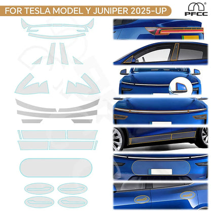 Precut PPF for Tesla Model Y Juniper (2025–2026) | TPU Headlight, Mirror, Pillar & Bumper Protection