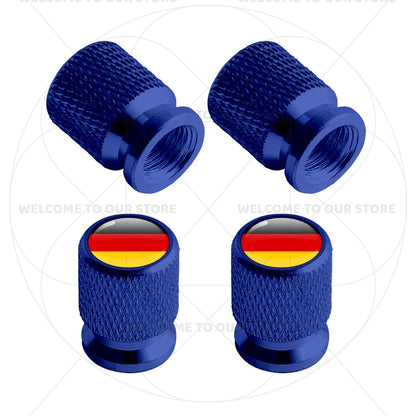 4Pcs Aluminum Tire Valve Caps with Germany France Italy Flag Emblems
