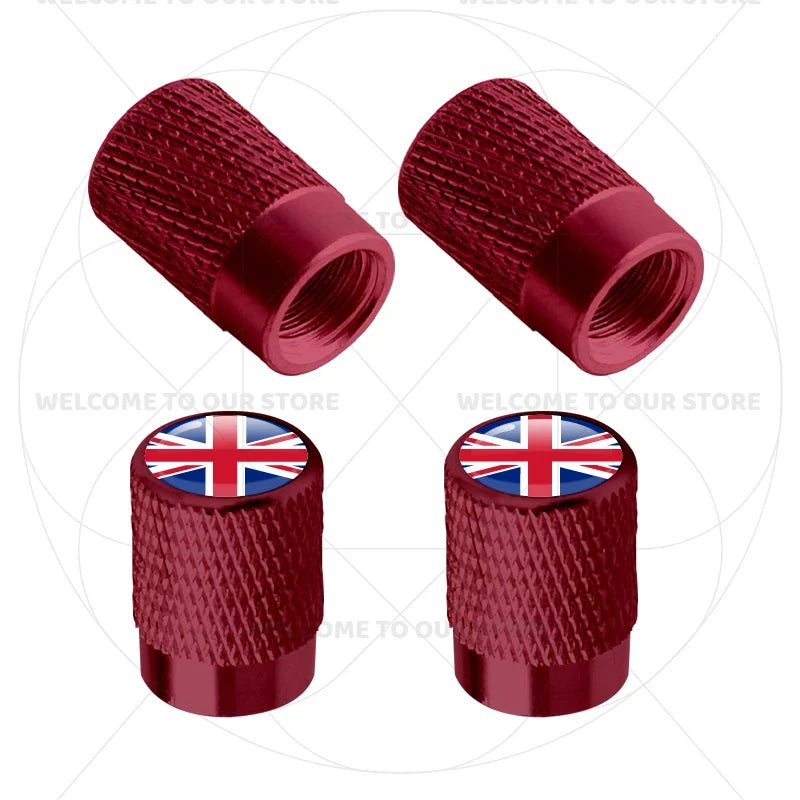Aluminum Tire Valve Caps Sweden Union Jack Flag 4 Pcs