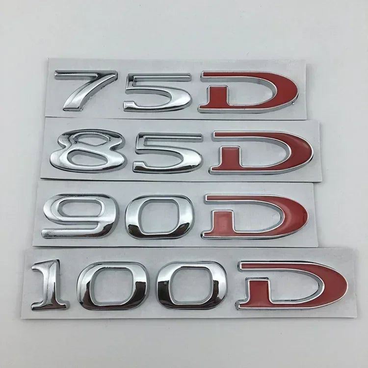 Rear Boot Trunk Tailgate Emblem Badge for Tesla Model 3 / S / X / Y | 75D 85D 90D 100D Sticker