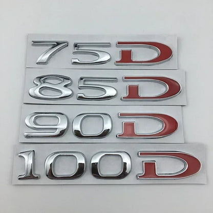 Rear Boot Trunk Tailgate Emblem Badge for Tesla Model 3 / S / X / Y | 75D 85D 90D 100D Sticker