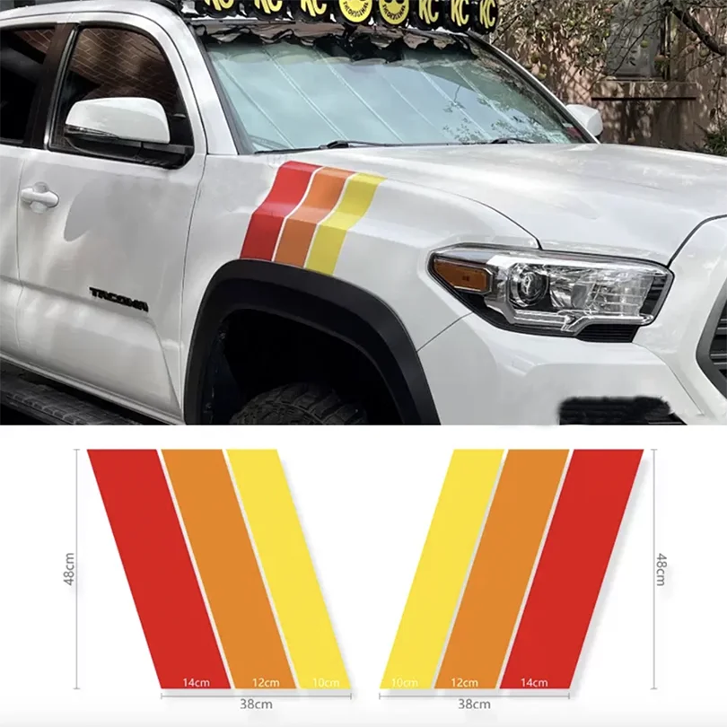 Retro Tri-Color Sunset Stripe Decal for Toyota 4Runner (2009–2024) | Fender, Hood, Trunk & Grille Vinyl