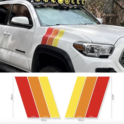Retro Tri-Color Sunset Stripe Decal for Toyota 4Runner (2009–2024) | Fender, Hood, Trunk & Grille Vinyl