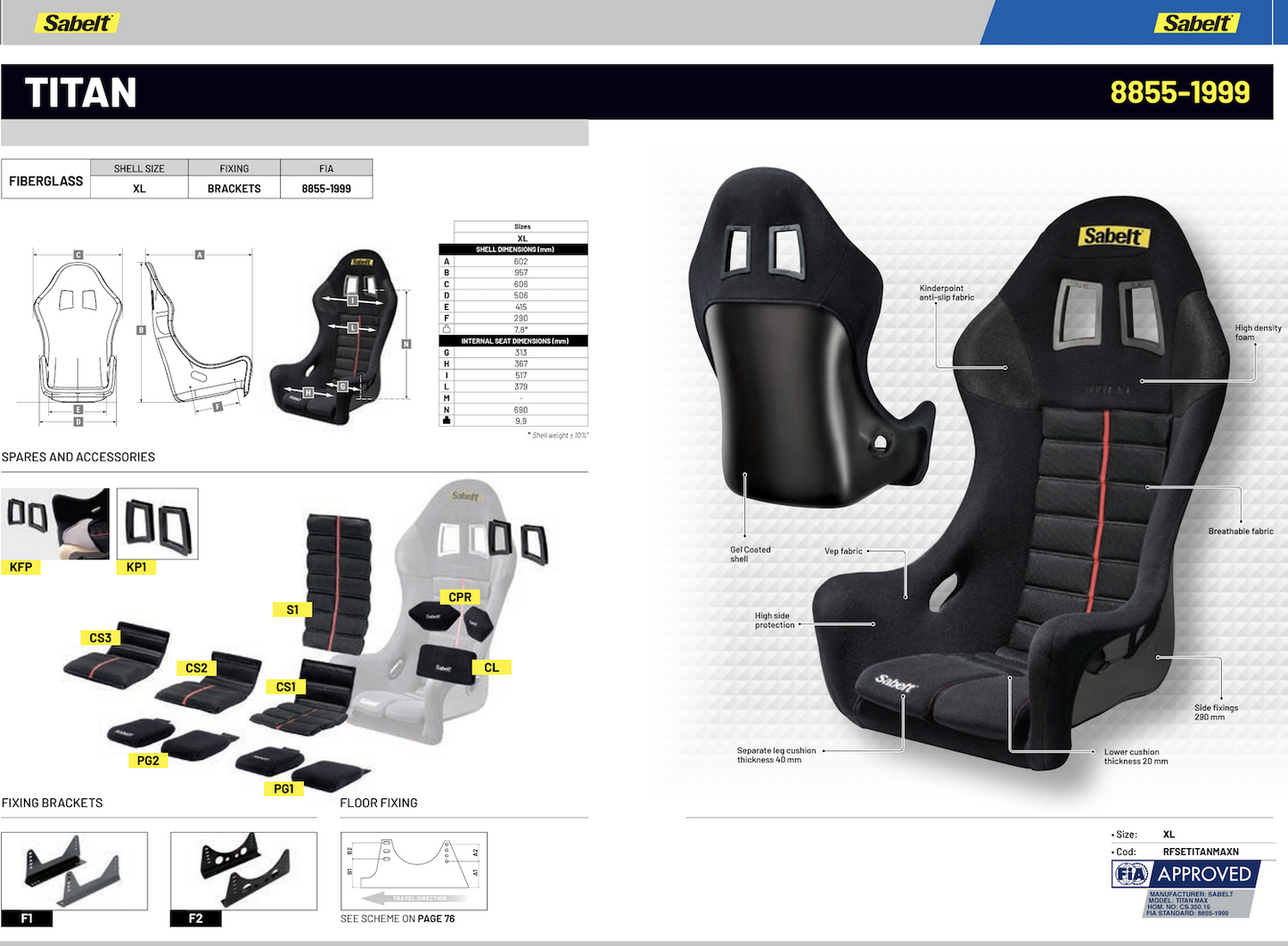 Sabelt Titan Racing Seat