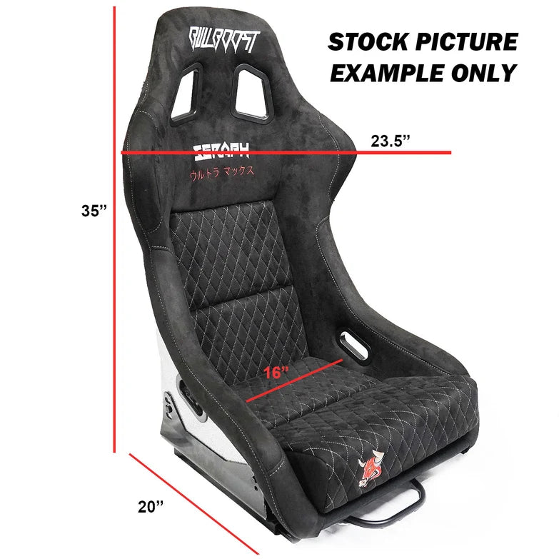 BULL BOOST Wine Red Ultra-Max Seraph Racing Bucket Seats with Slider Rails – Pair