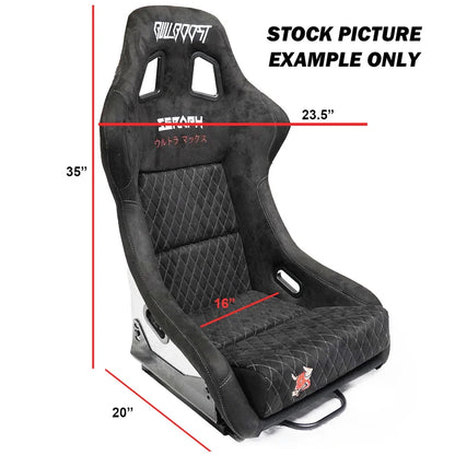 BULL BOOST Red Ultra-Max Seraph Racing Bucket Seats with Slider Rails – Pair