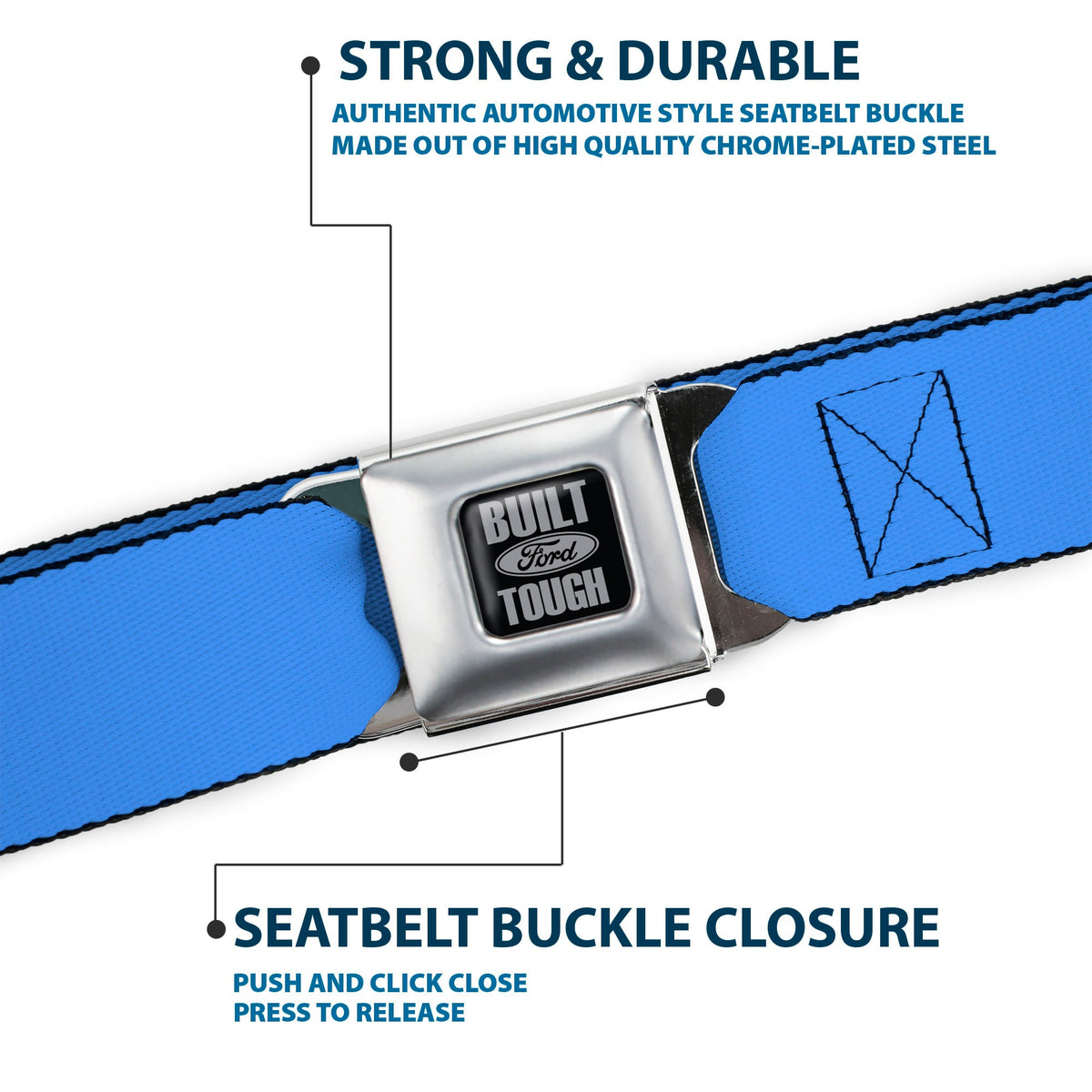 Built Ford Tough Seatbelt Belt - Baby Blue Webbing