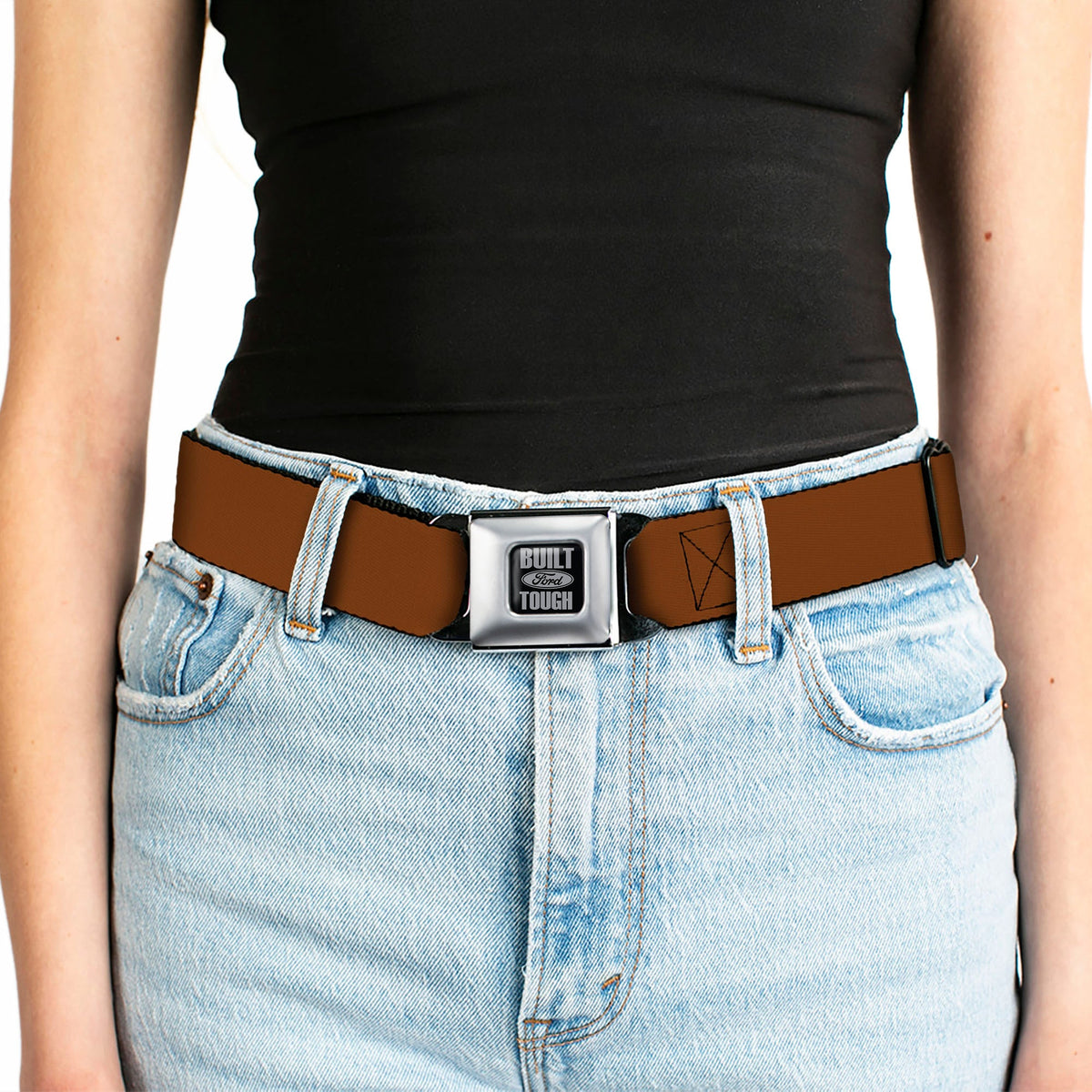 Built Ford Tough Seatbelt Belt - Brown Webbing