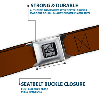 Built Ford Tough Seatbelt Belt - Brown Webbing