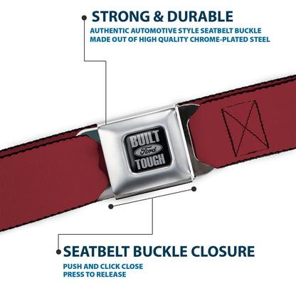 Built Ford Tough Seatbelt Belt - Burgundy Webbing