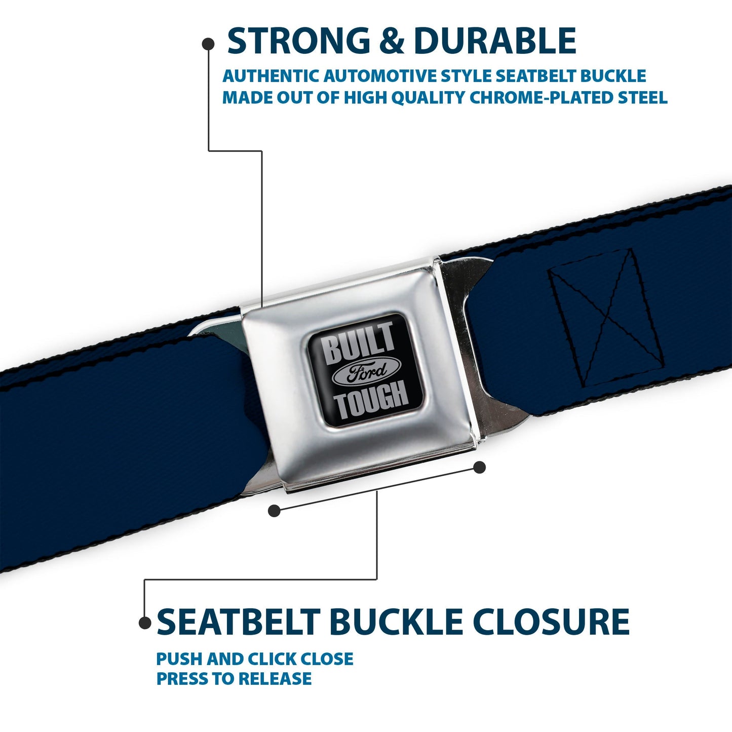 Built Ford Tough Seatbelt Belt - Navy Webbing