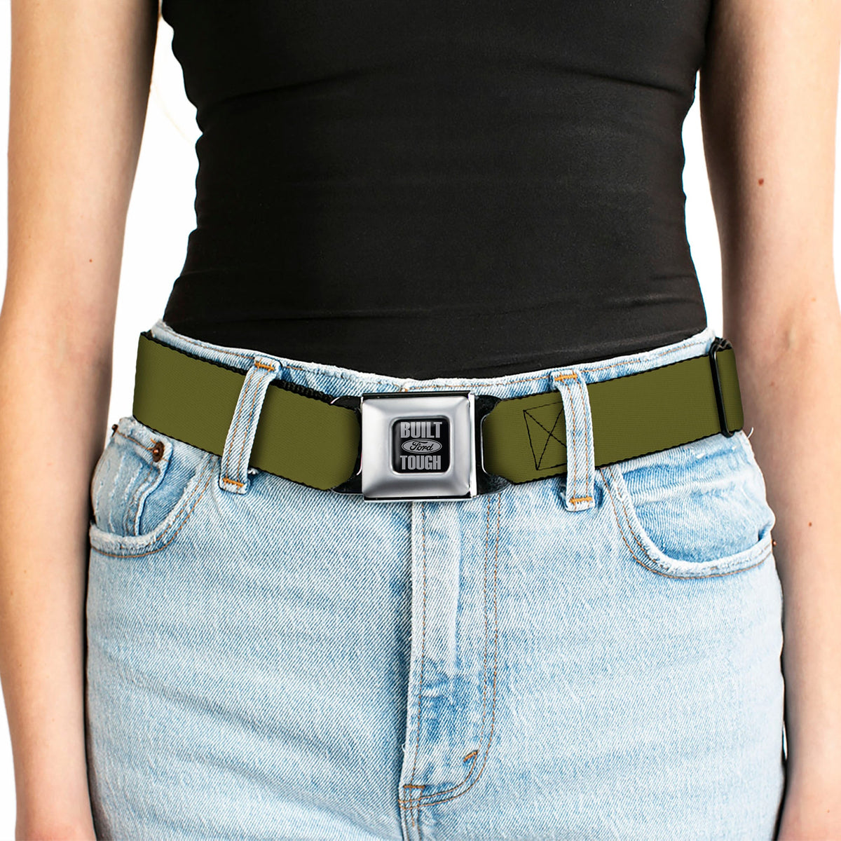 Built Ford Tough Seatbelt Belt - Olive Webbing