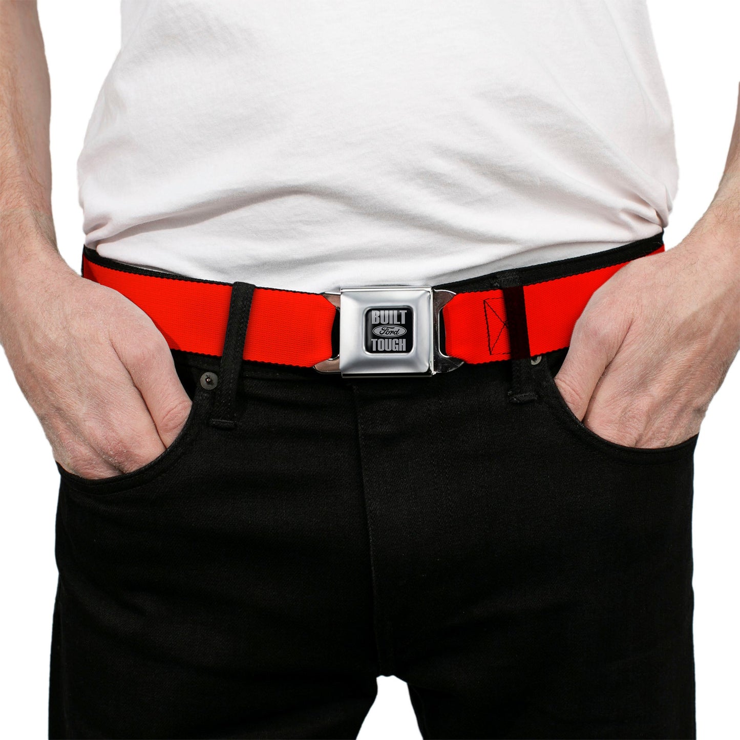 Built Ford Tough Seatbelt Belt - Red Webbing