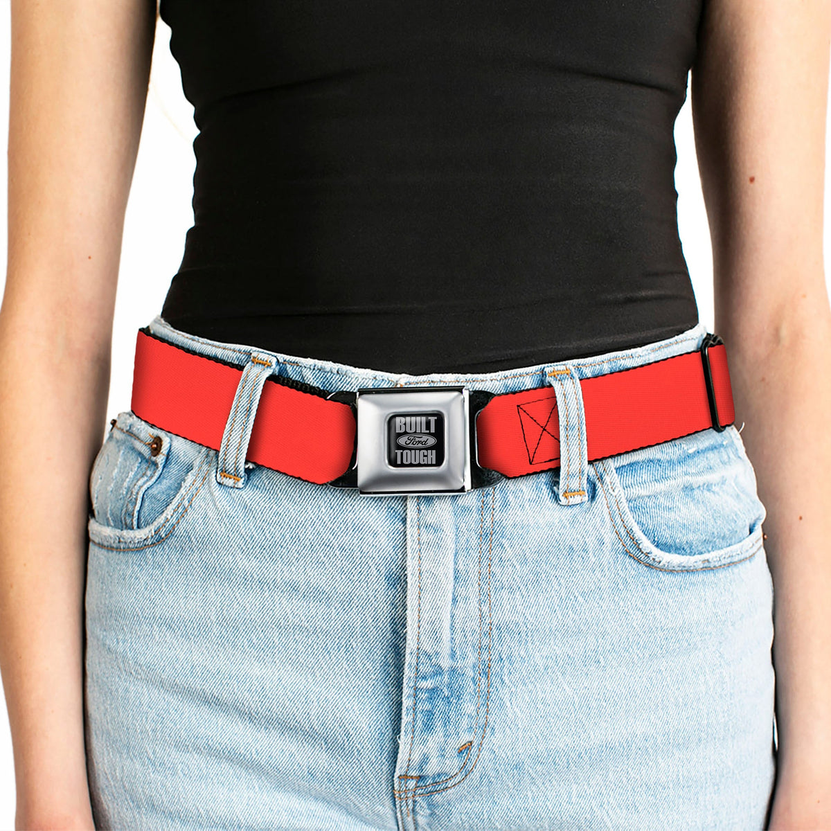 Built Ford Tough Seatbelt Belt - Red Webbing