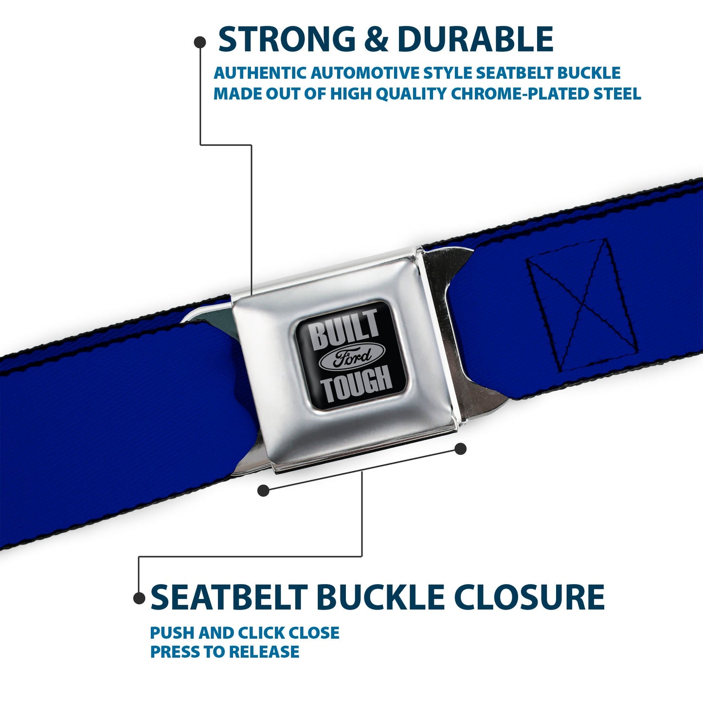 Built Ford Tough Seatbelt Belt - Royal Webbing