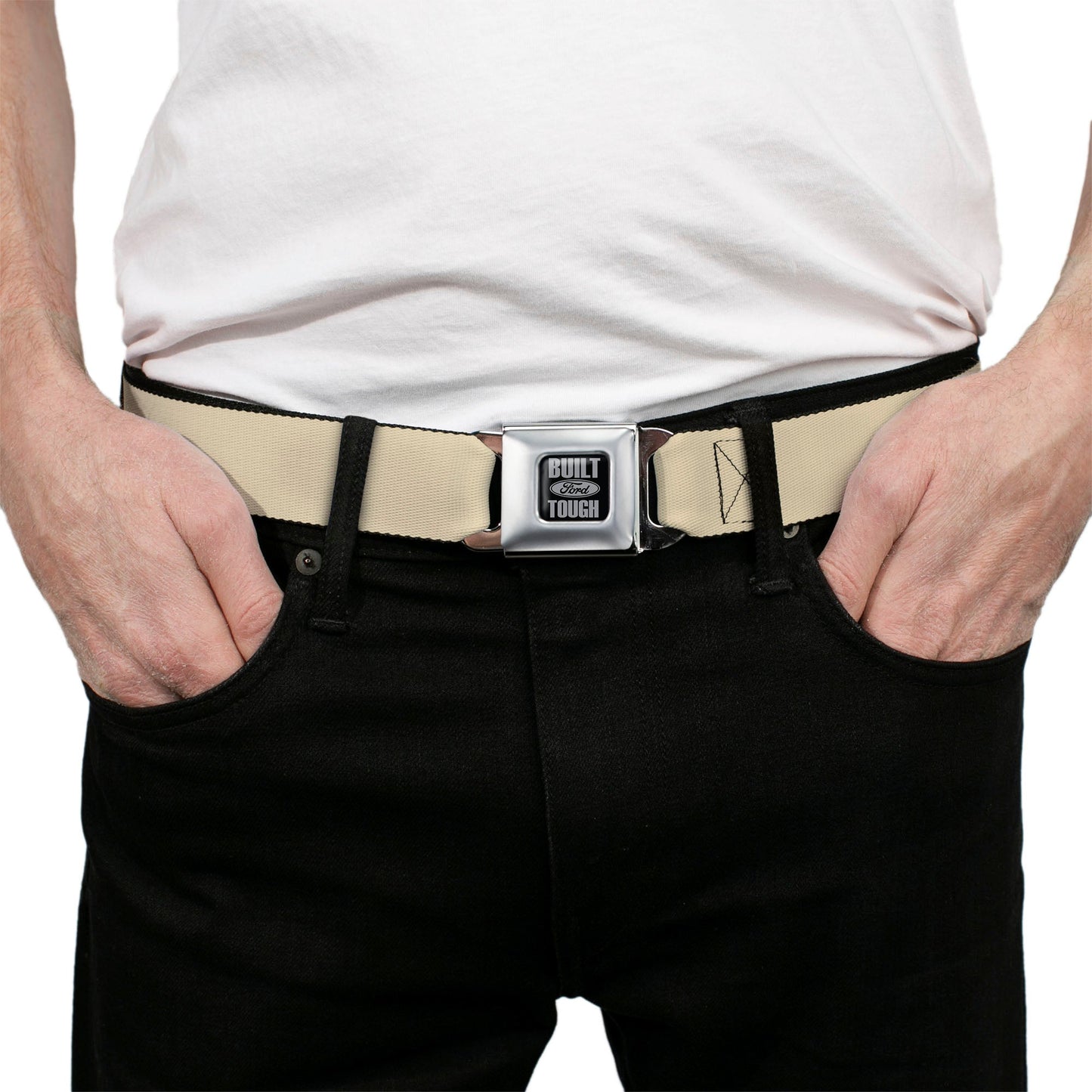 Built Ford Tough Seatbelt Belt - Tan Webbing