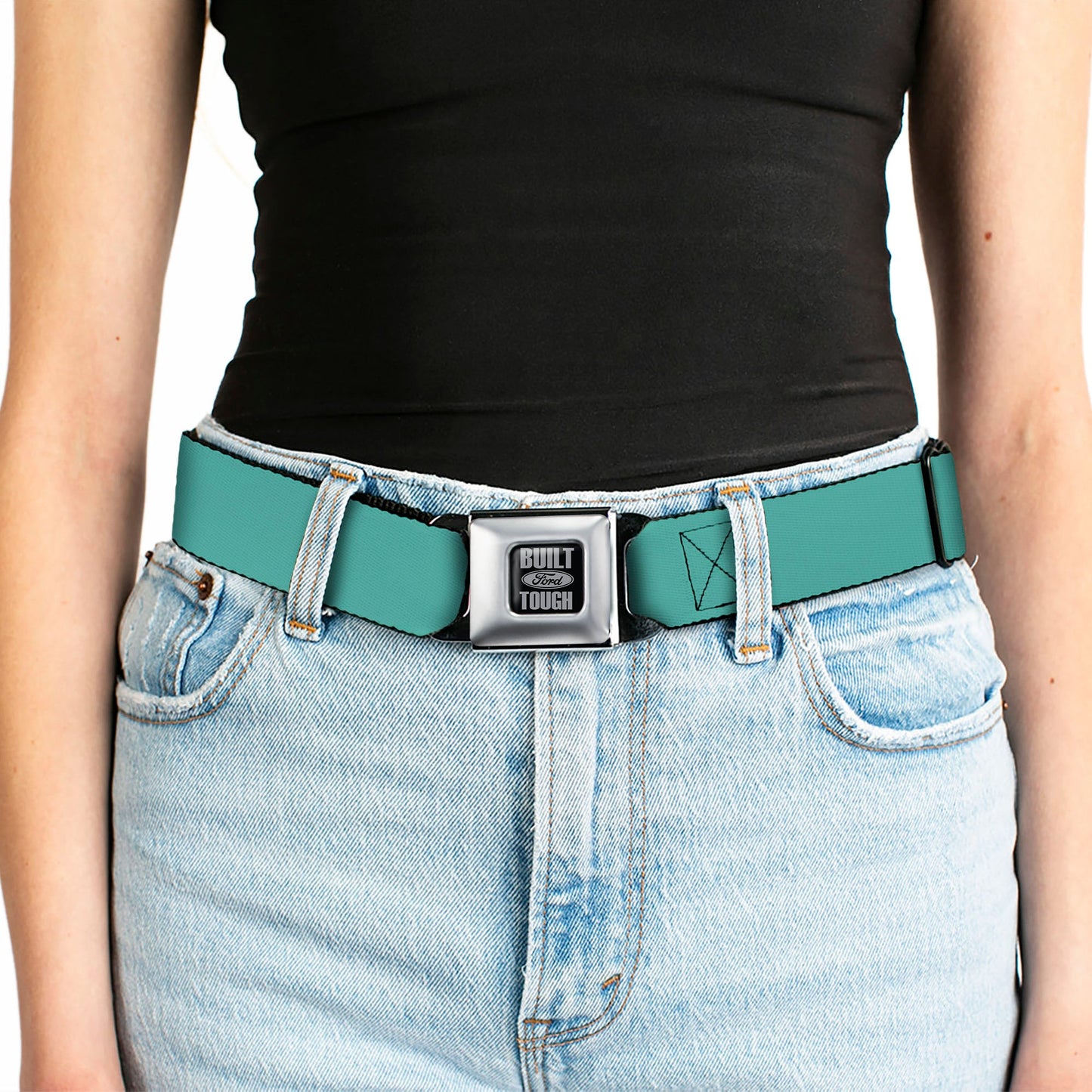 Built Ford Tough Seatbelt Belt - Teal Webbing
