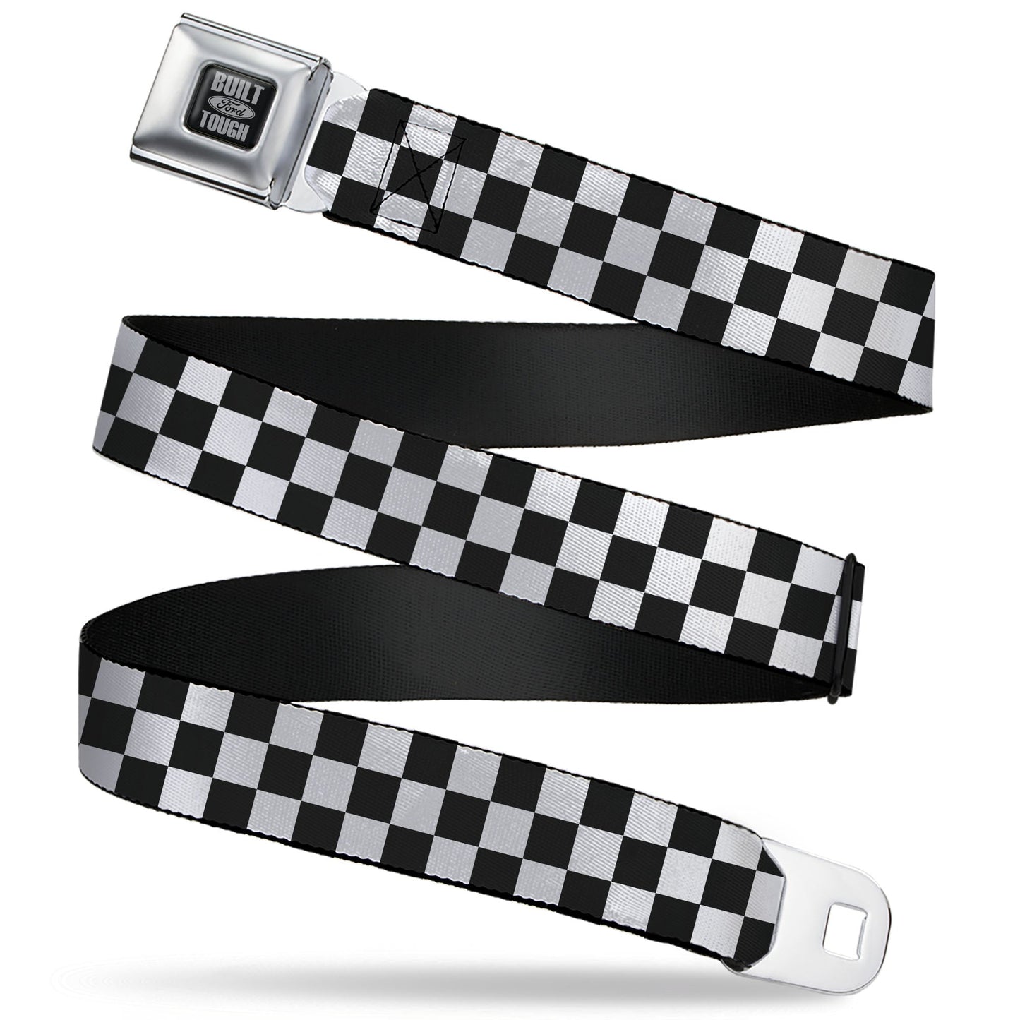 Built Ford Tough Seatbelt Belt - Checker Black/White Webbing