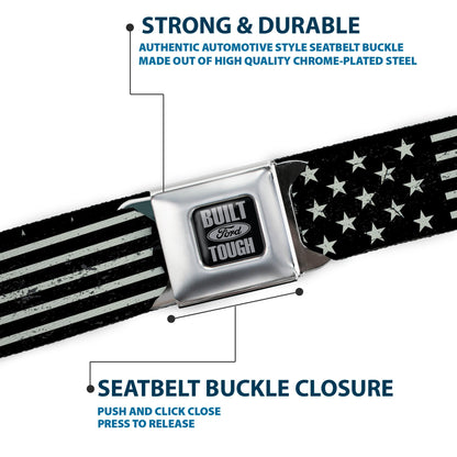Built Ford Tough Seatbelt Belt - Americana Stars & Stripes2 Weathered Black/Gray