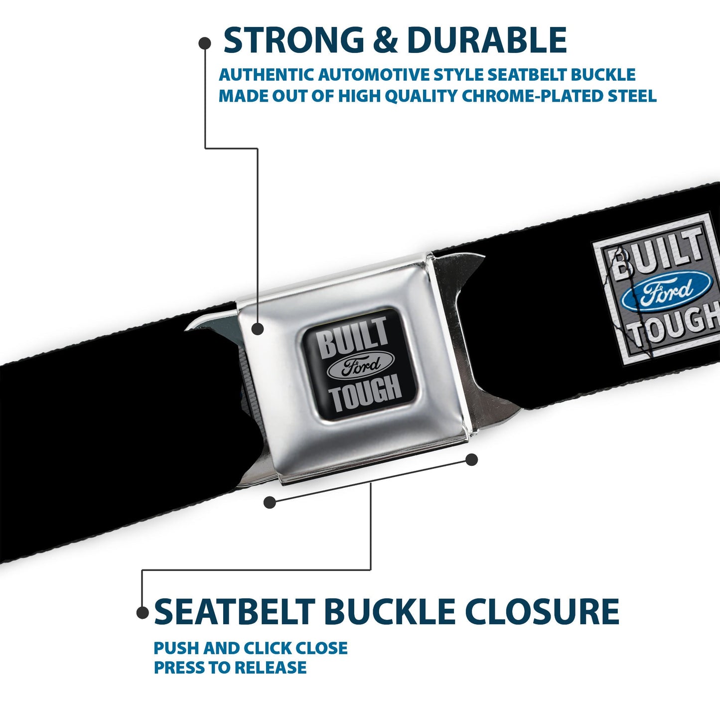 Built Ford Tough Seatbelt Belt - Built Ford Tough Logo REPEAT Webbing