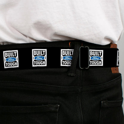 BUILT FORD TOUGH Logo2 Full Color Black White Blue Seatbelt Belt - BUILT FORD TOUGH Logo2 Black/White/Blue Webbing
